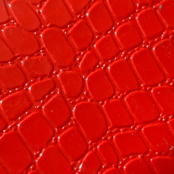 Vintage 80s Red Tan Reptile Embossed Womens Wallet Kisslock and Snap Closure - Picture 8 of 10